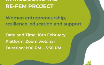 Join our upcoming webinar “Introducing the RE-FEM project: Women Entrepreneurship, Resilience, Education and Suppport”!